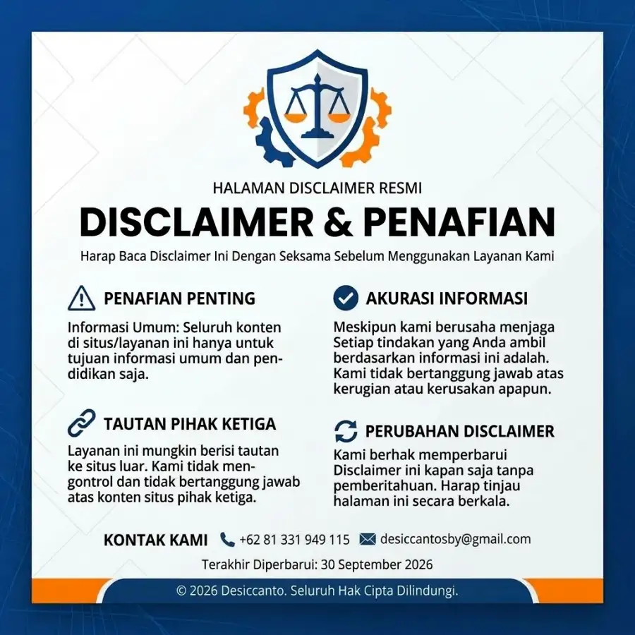 Desiccanto - disclaimer - silicagel.id